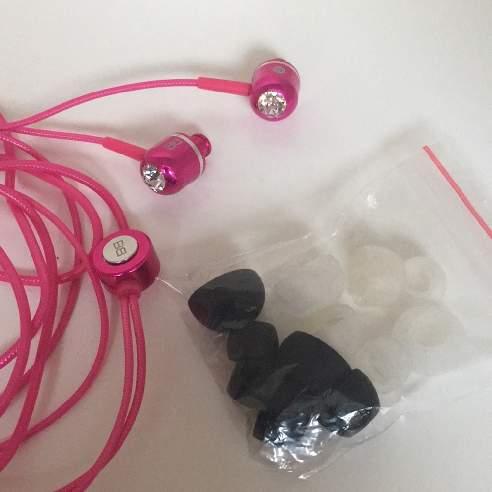 Bass Buds Swarovski Crystal Hot Pink Earbuds